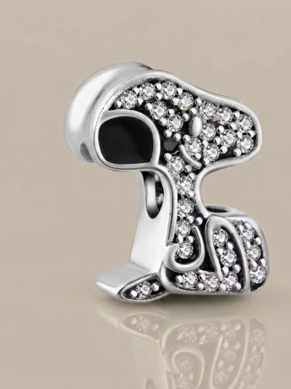 Sterling Silver Crystal Dog Charm for Women